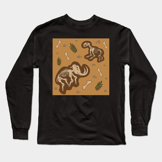 buried saber tooth tiger and mammoth Long Sleeve T-Shirt by TimeSkiff